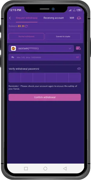 98pkr game withdrawal screen